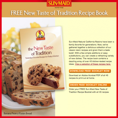 Free Sun-Maid Taste of Tradition Recipe Book